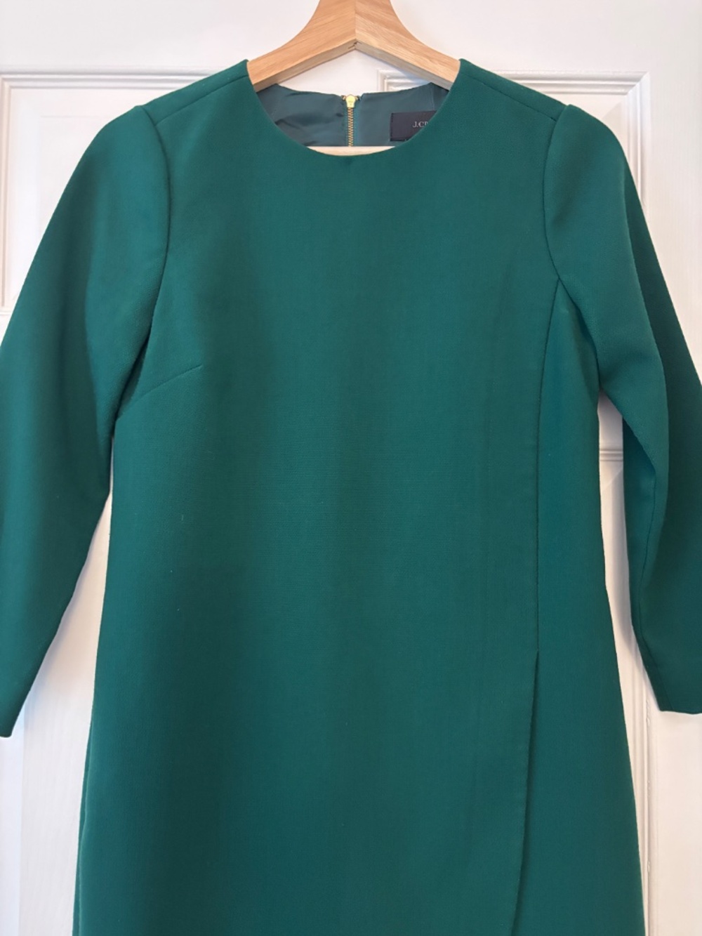 J Crew Long Sleeve Shift Dress Emerald Green Size 00 - Picture 5 of 9